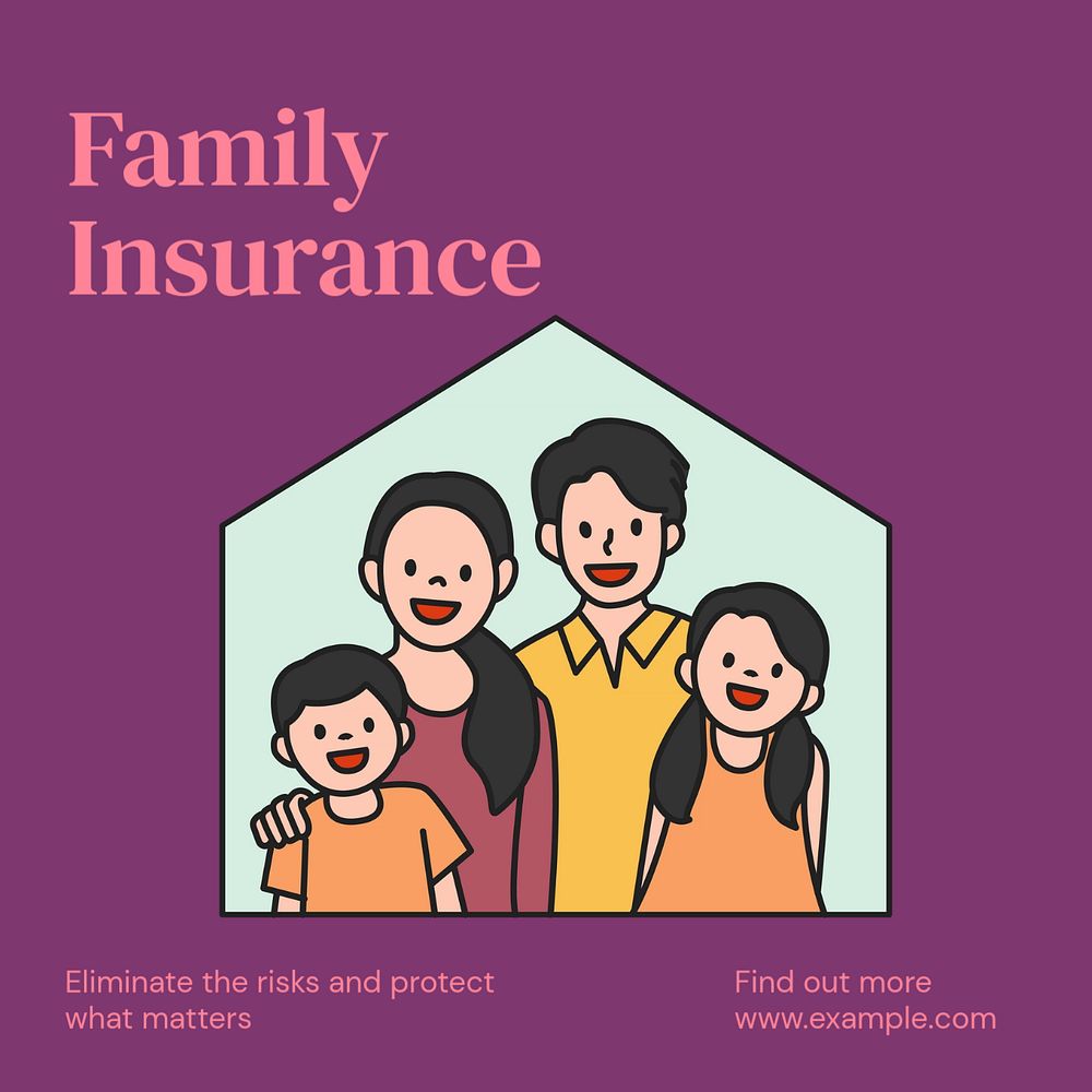 Family insurance Instagram post template, editable text