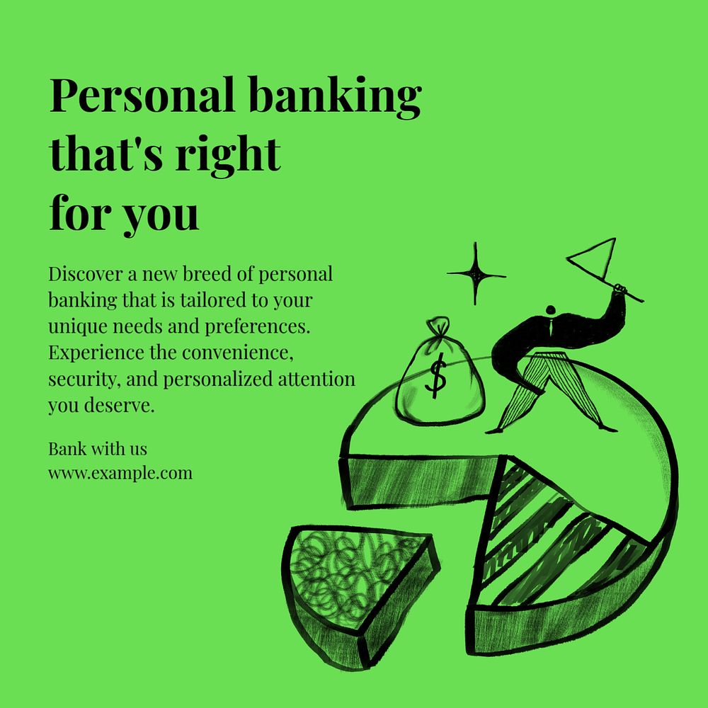 Personal banking Instagram post template, editable text