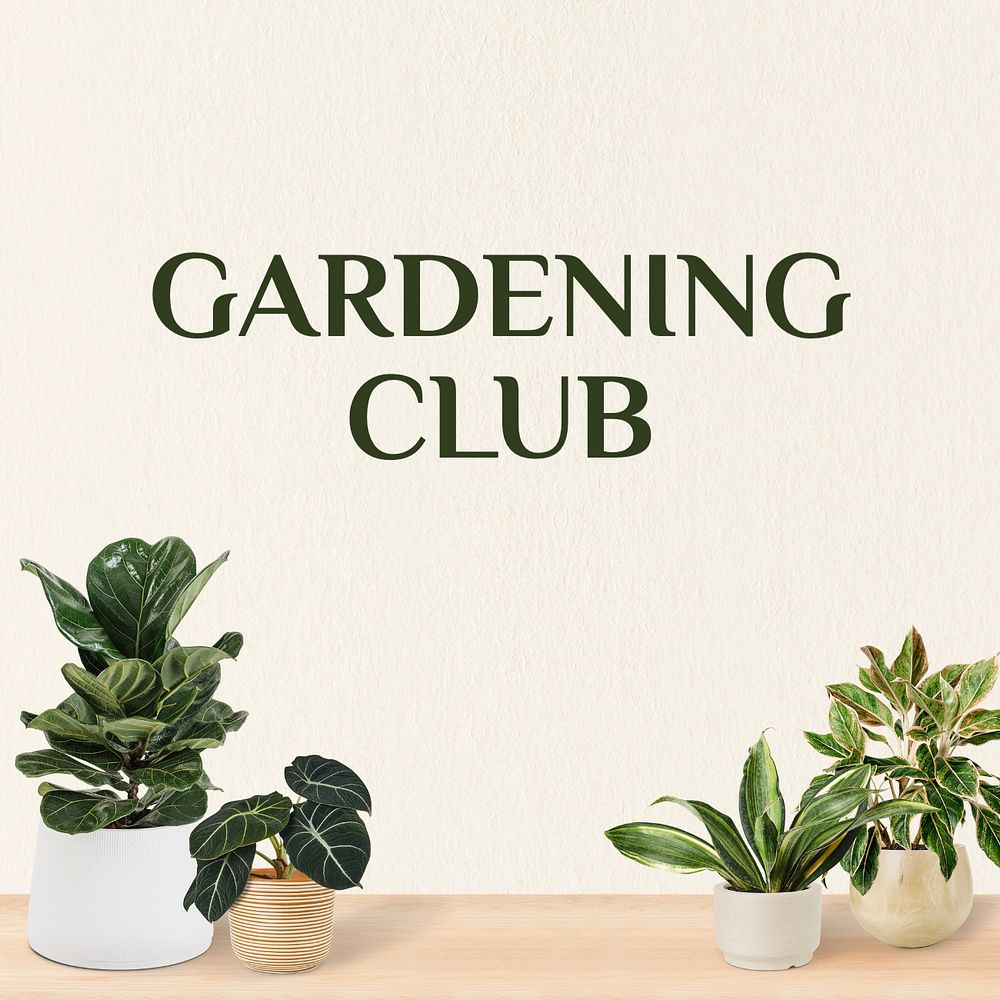 Gardening club Instagram post template, editable text