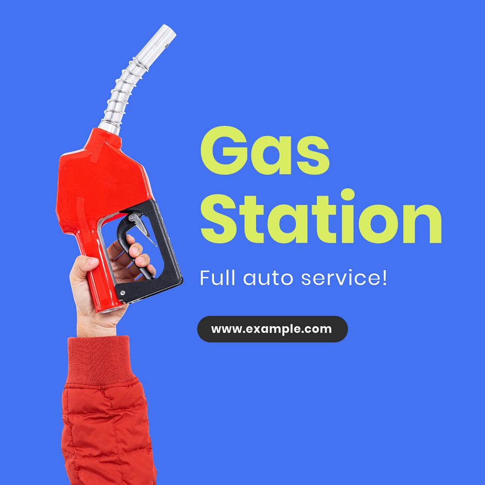 Gas station Instagram post template, editable text