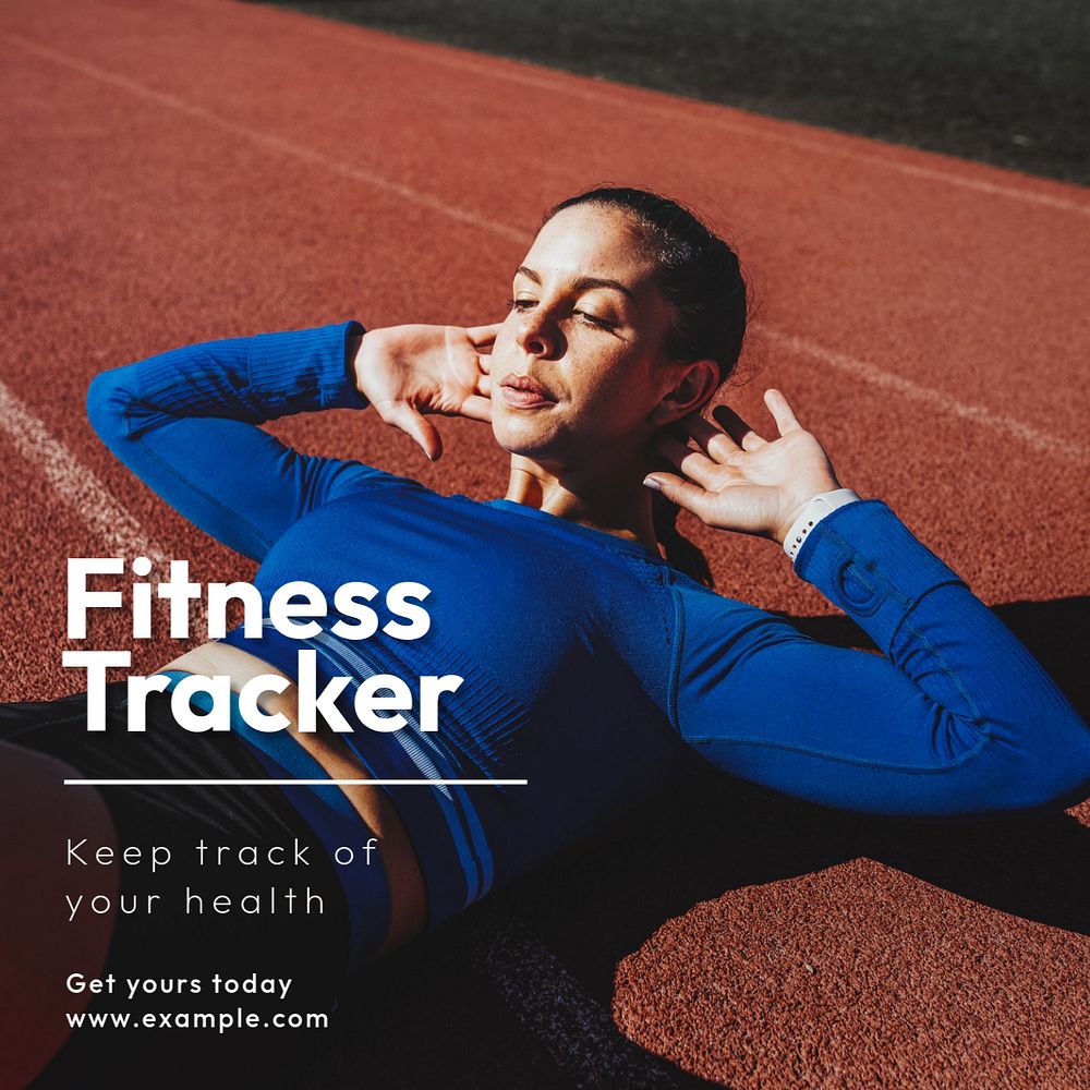 Fitness tracker  Instagram post template, editable text