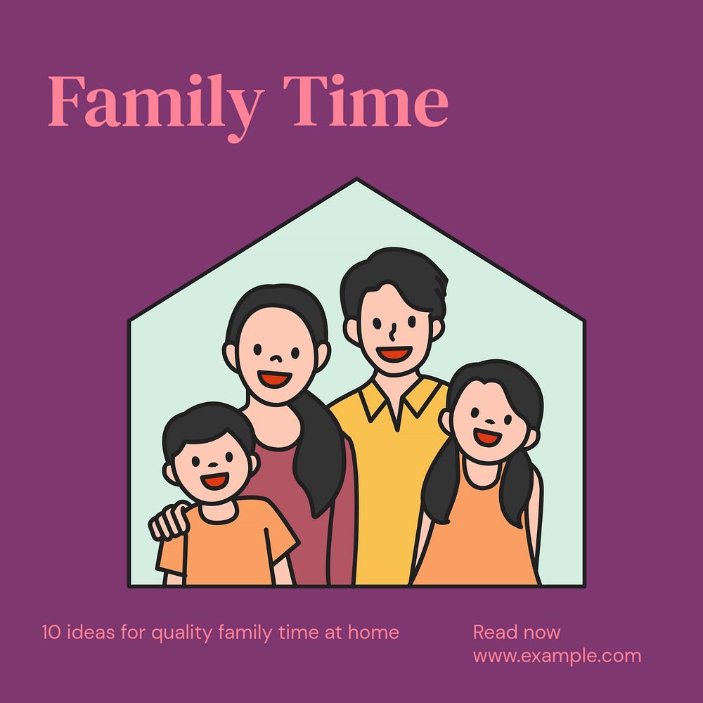 Family time Instagram post template, editable text