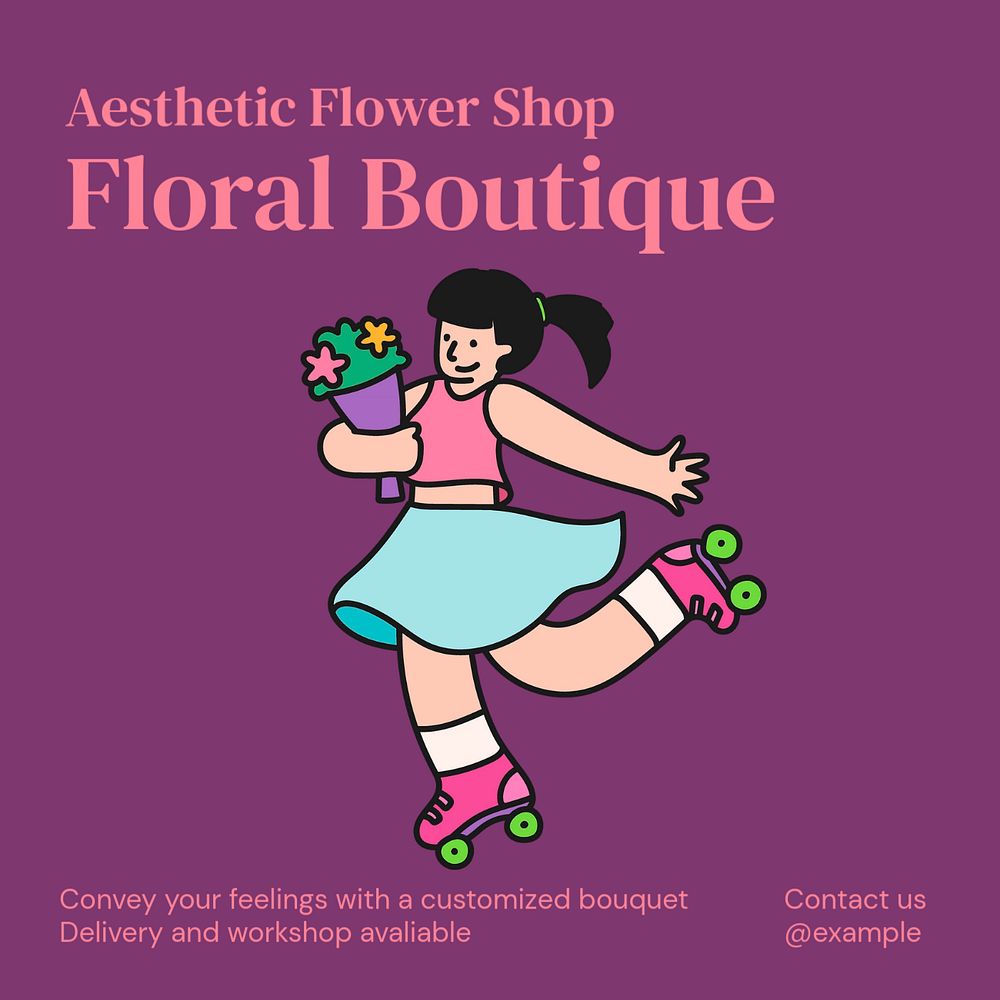 Floral boutique Instagram post template, editable text