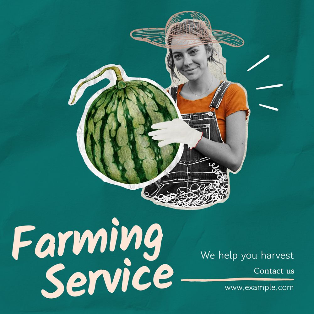 Farming service Instagram post template, editable text