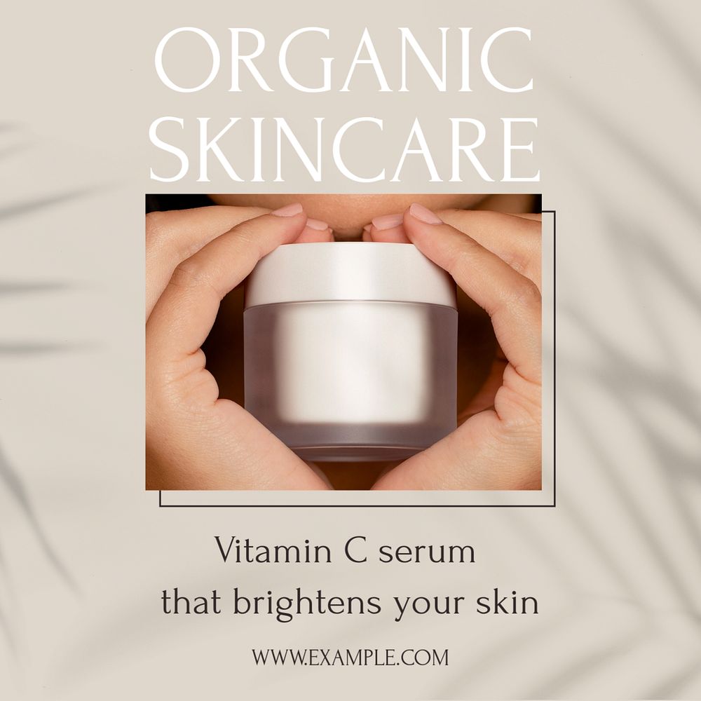 Organic skincare Instagram post template, editable text