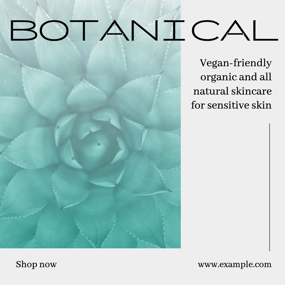 Botanical skincare Instagram post template, editable text