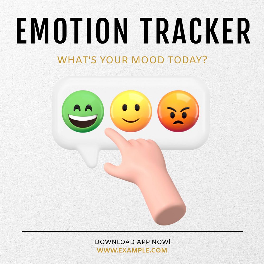 Emotion tracker Instagram post template, editable text