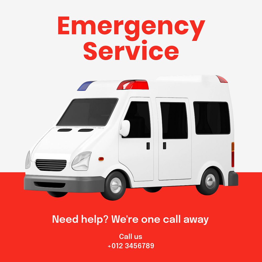 Emergency service Instagram post template, editable text