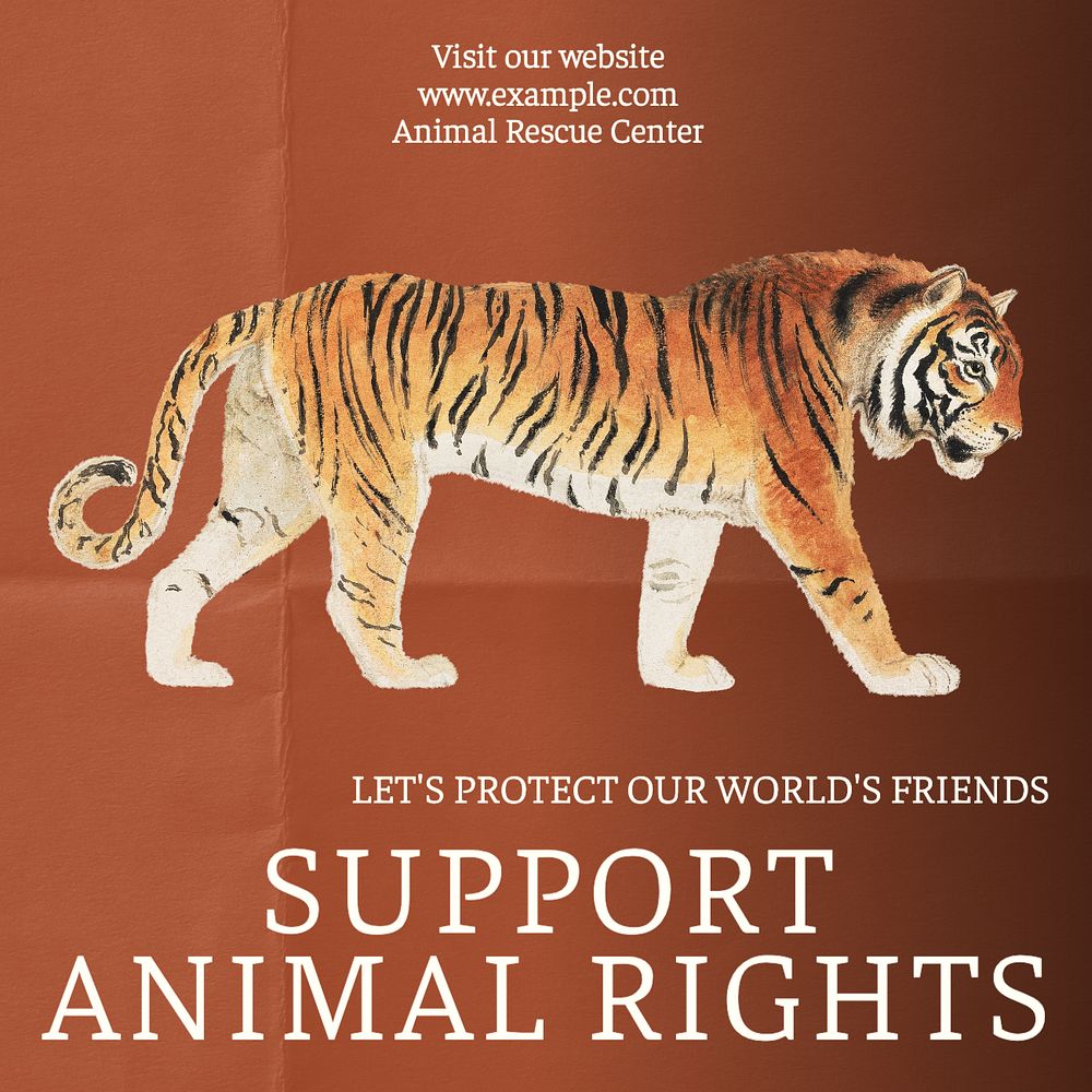 Support animal rights Instagram post template, editable text