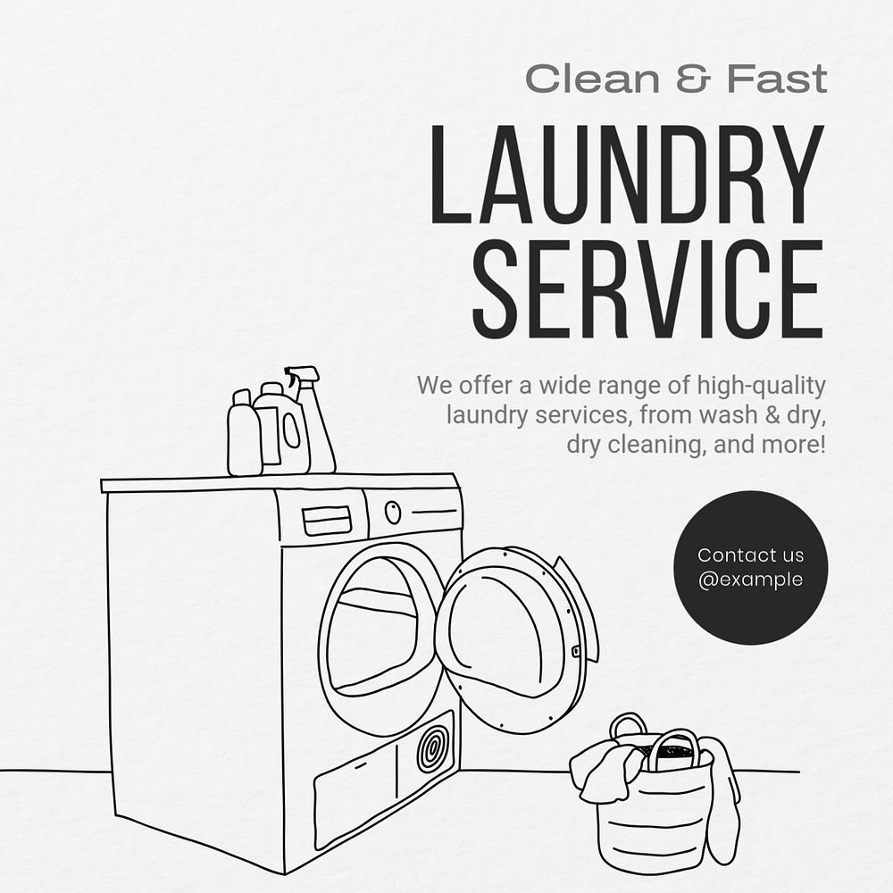 Laundry service Instagram post template, editable text