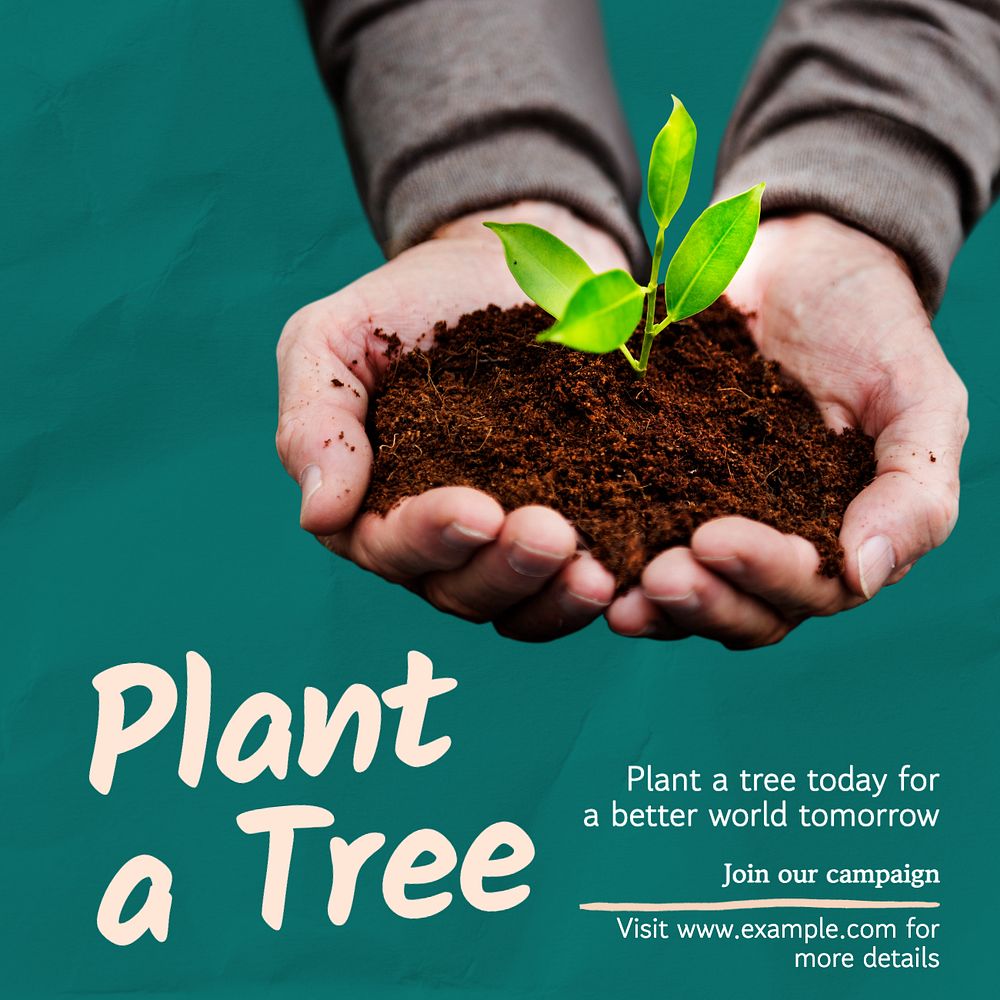 Plant a tree Instagram post template, editable text