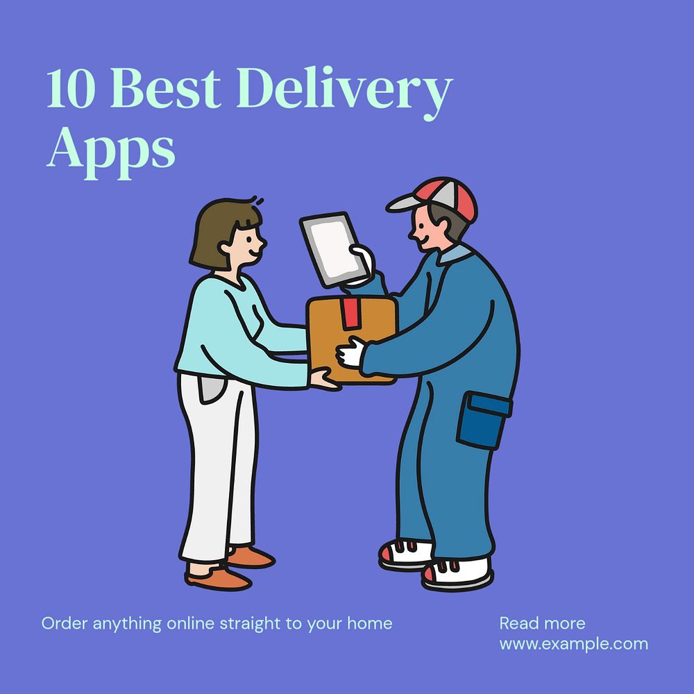 Best delivery apps Instagram post template, editable text