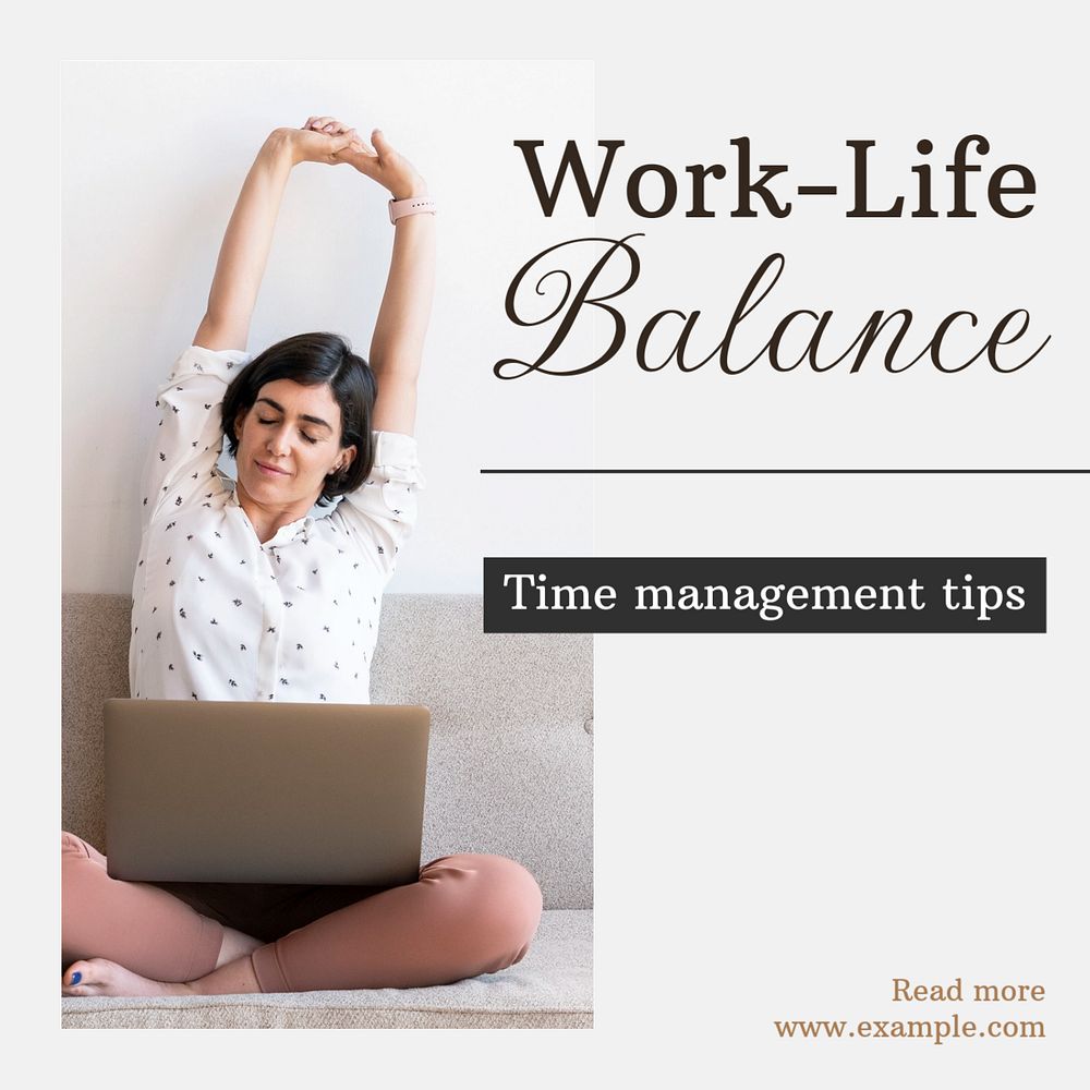 Work-life balance Instagram post template, editable text