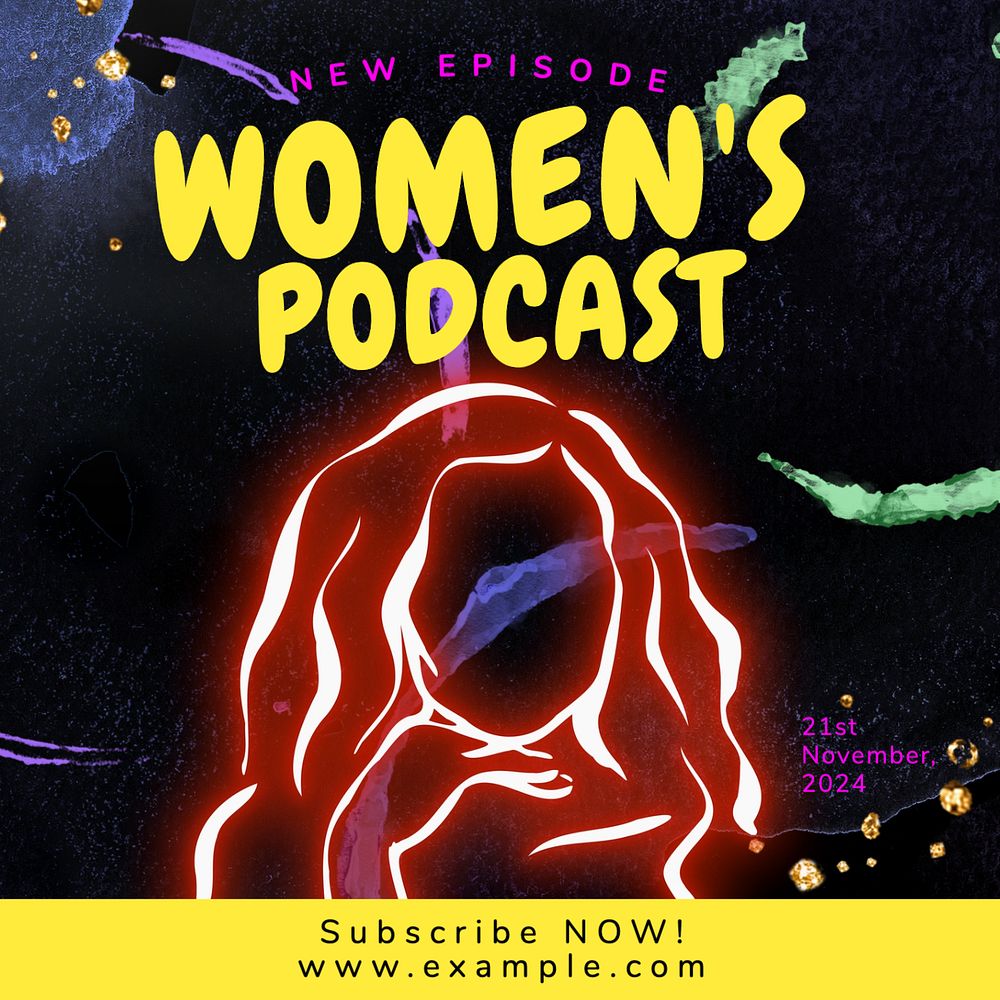 Women's podcast Instagram post template, editable text