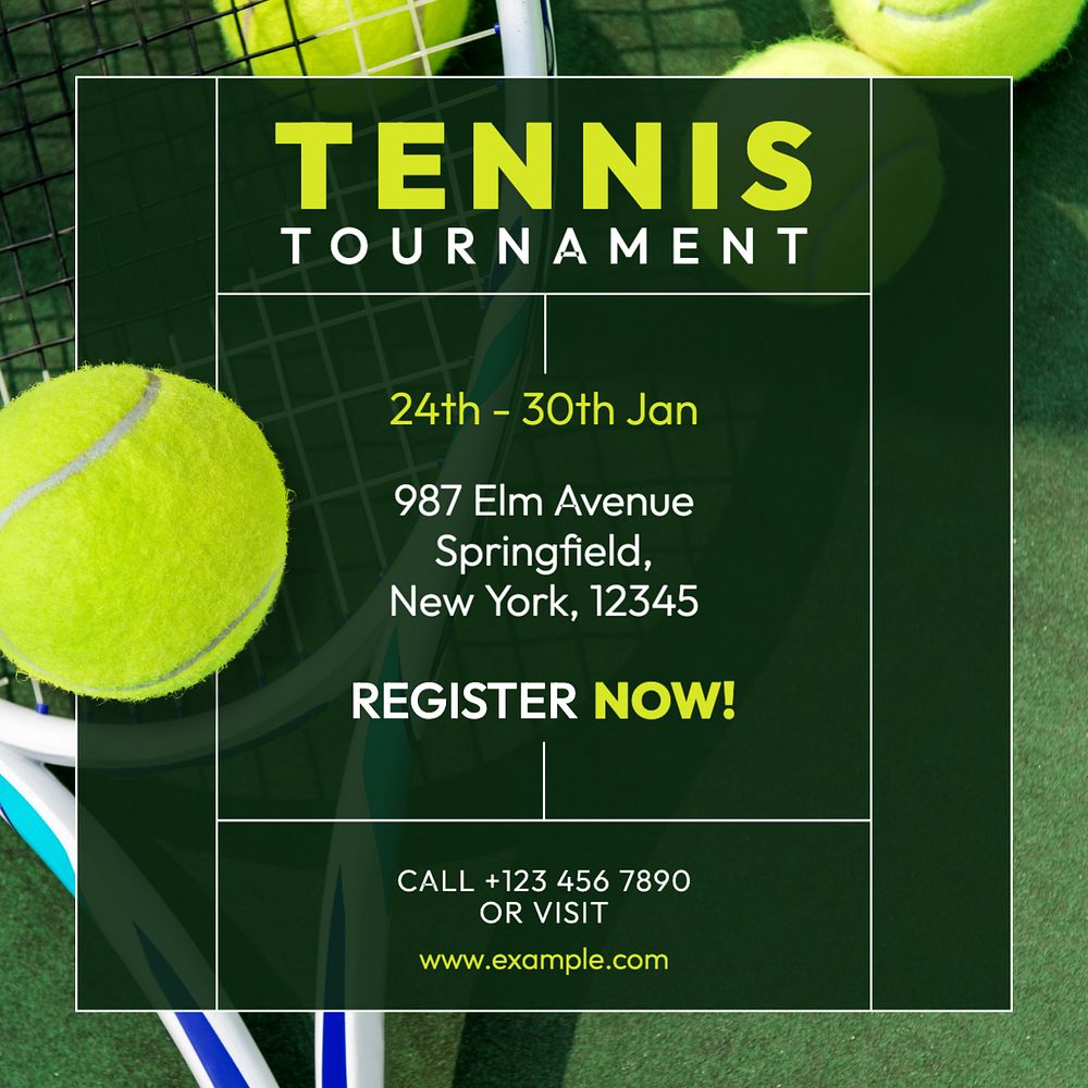 Tennis tournament Instagram post template, editable text