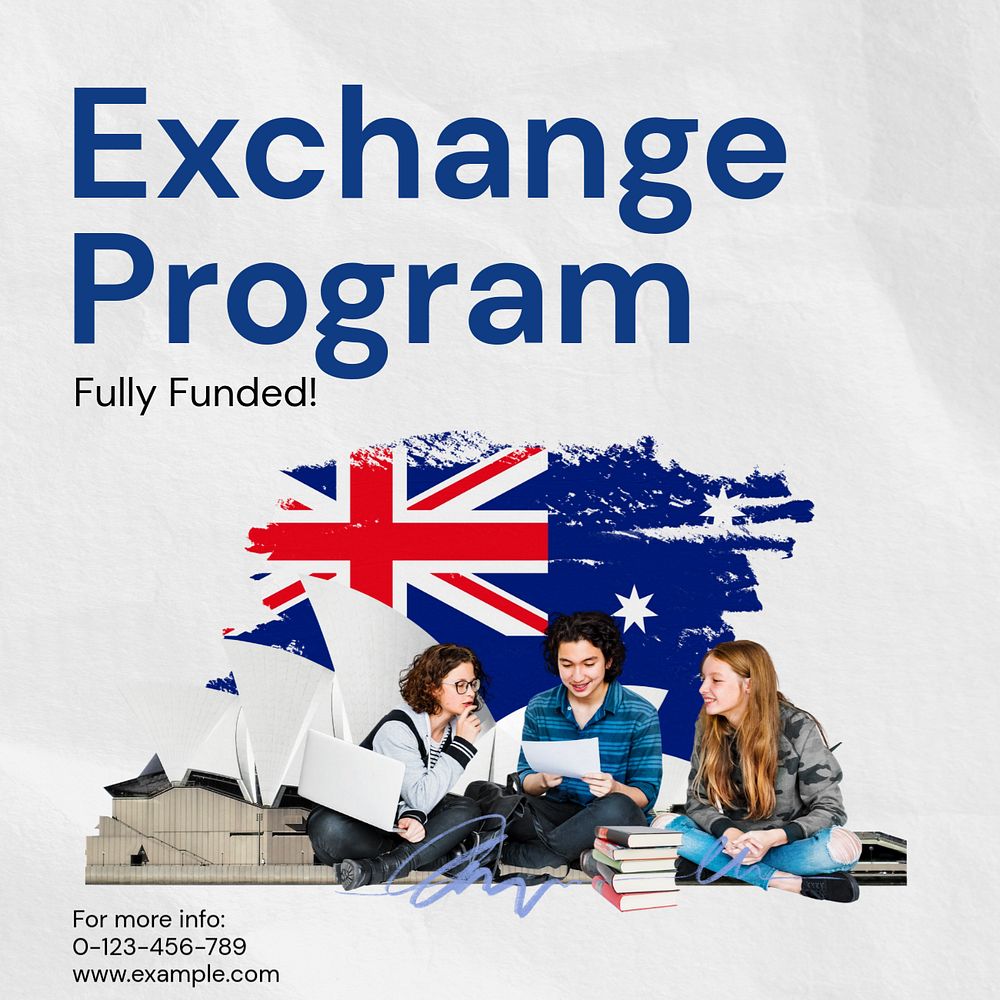 Exchange program Instagram post template, editable text