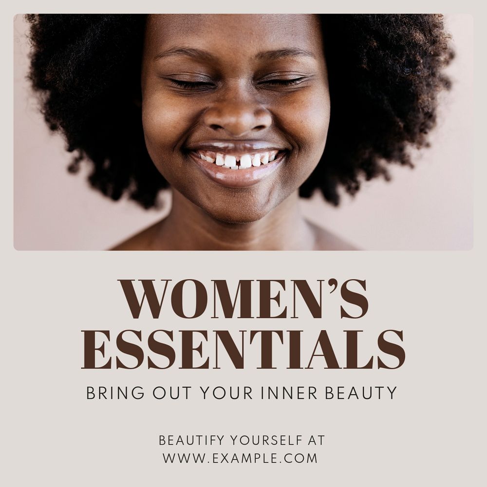 Women’s essentials Instagram post template, editable text