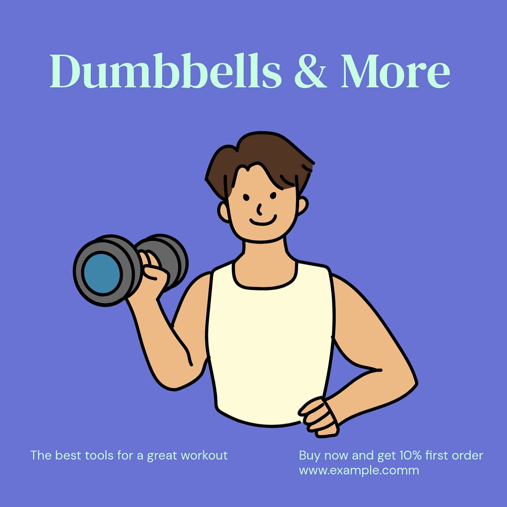 Dumbbells Instagram post template, editable text