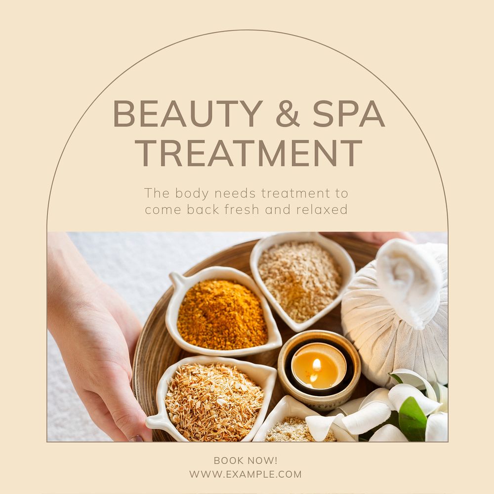 Beauty & spa treatment Instagram post template, editable text