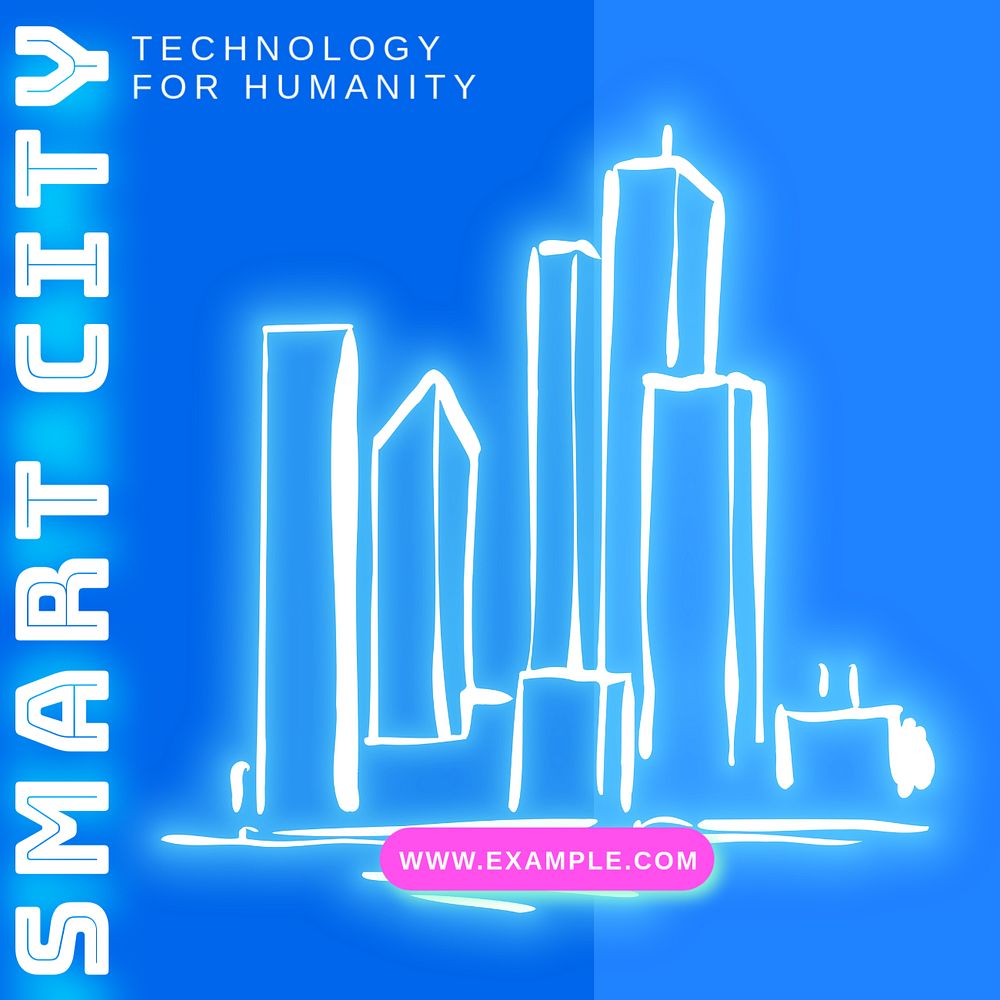 Smart city Instagram post template, editable text