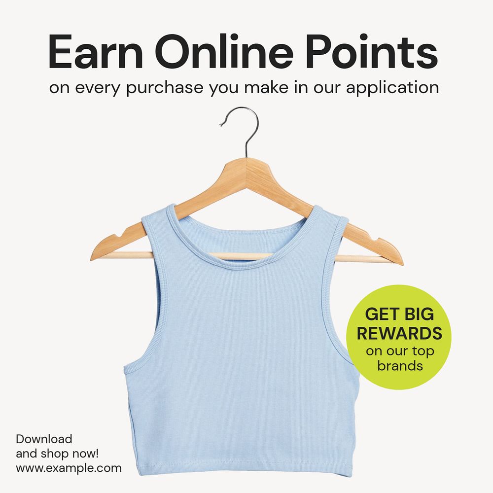 Earn online points Instagram post template, editable text