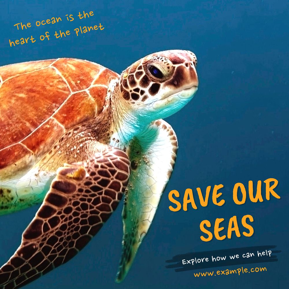 save our seas Instagram post template, editable text