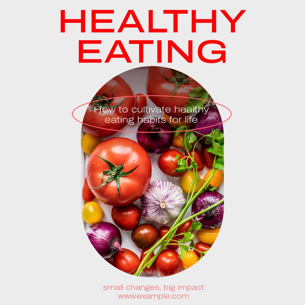 Healthy eating Instagram post template, editable text