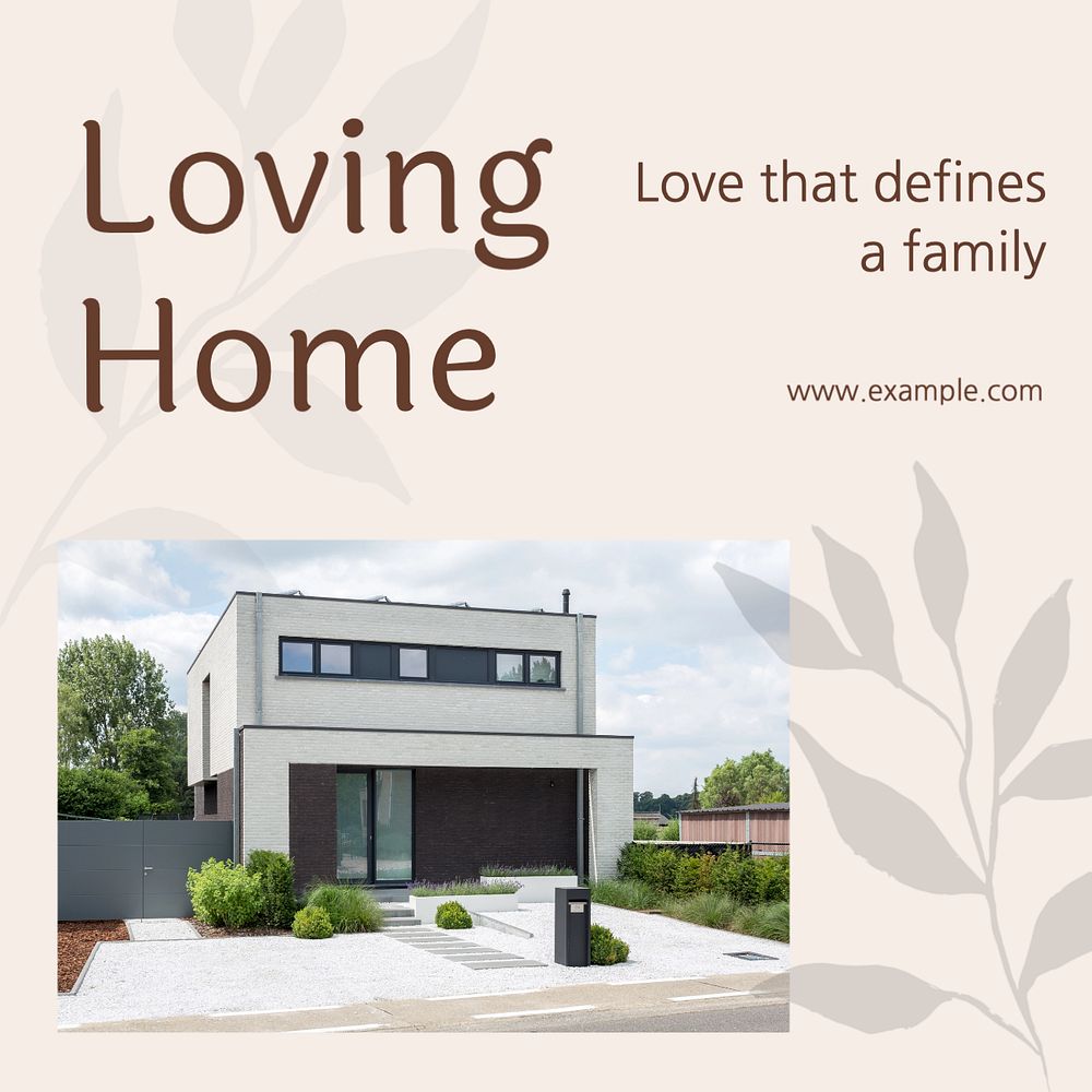 Loving home Instagram post template, editable text