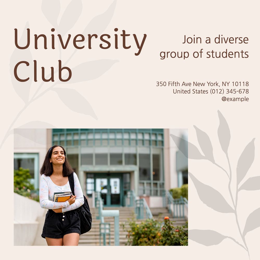 University club Instagram post template, editable text