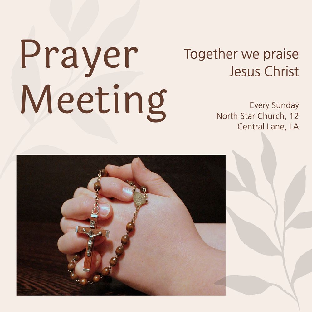 Prayer meeting Instagram post template, editable text