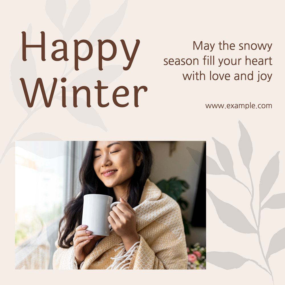 Happy winter Instagram post template, editable text