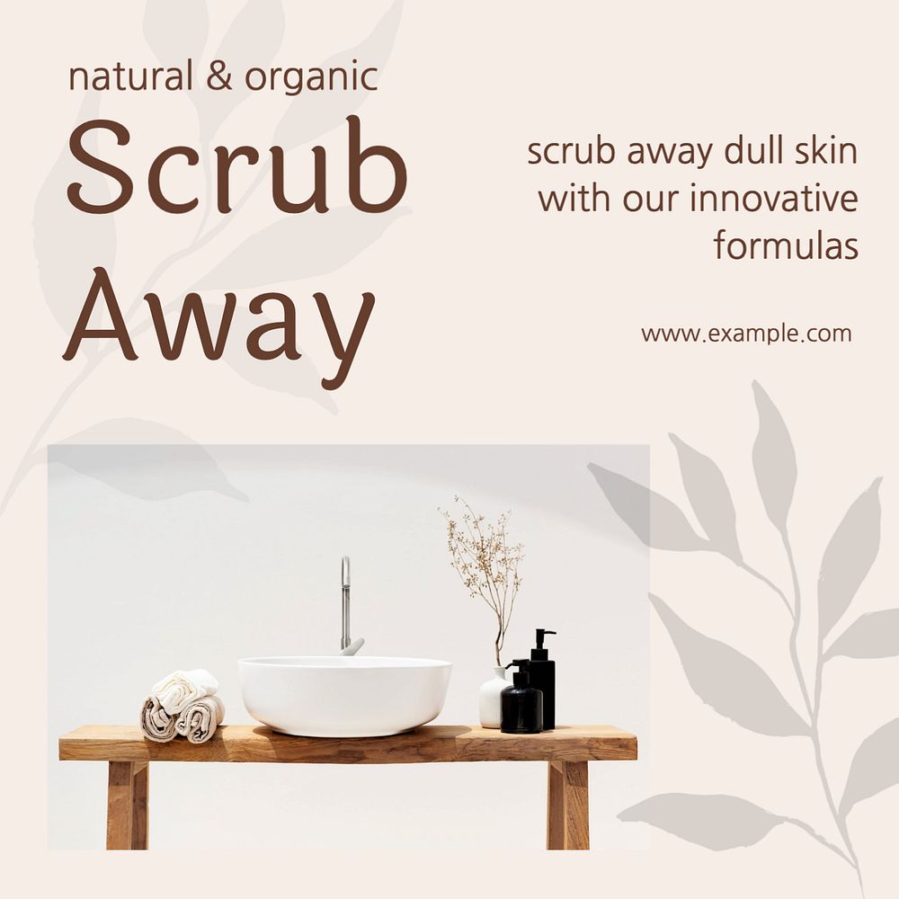 Skincare & body scrub Instagram post template, editable text