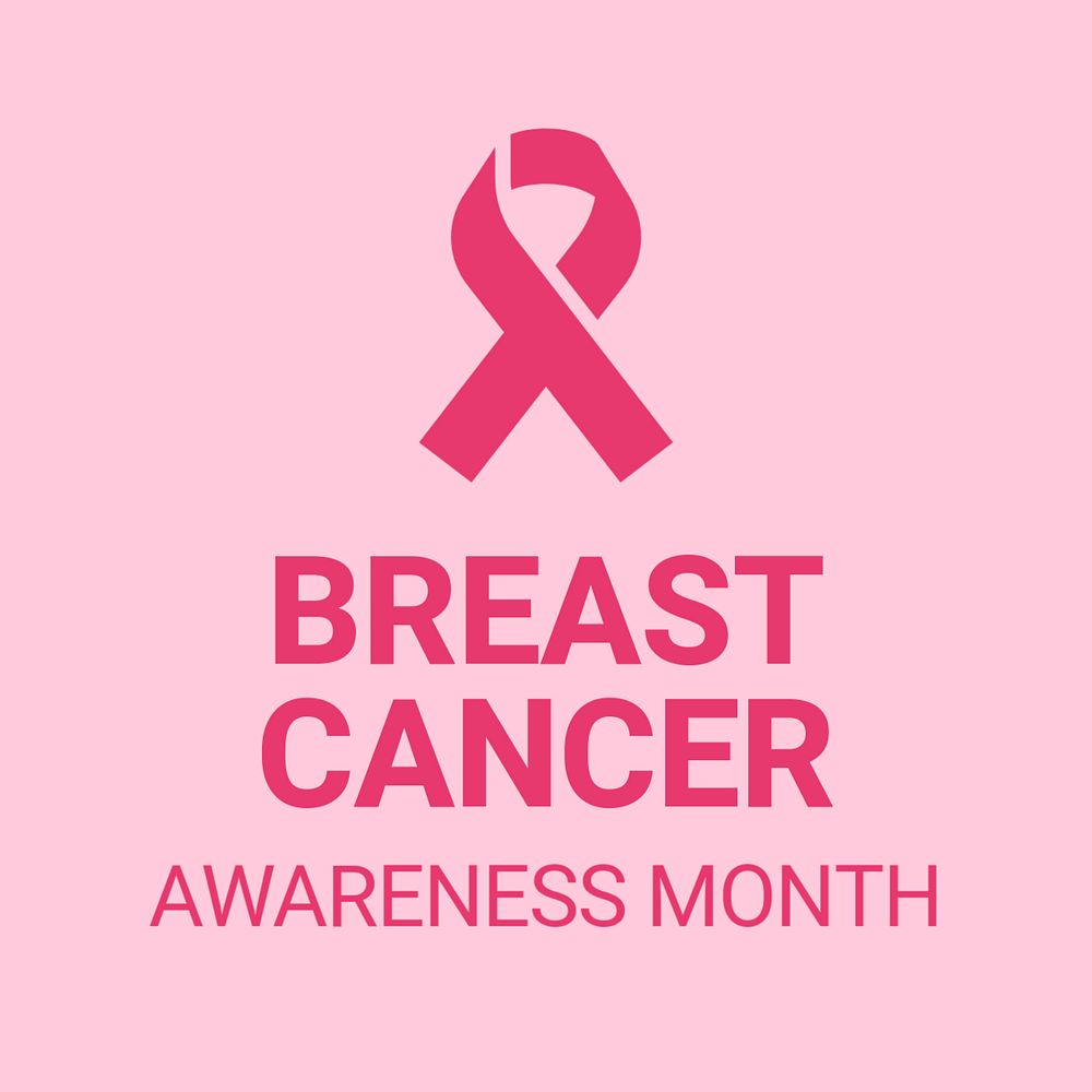 Breast cancer Instagram post template, editable text