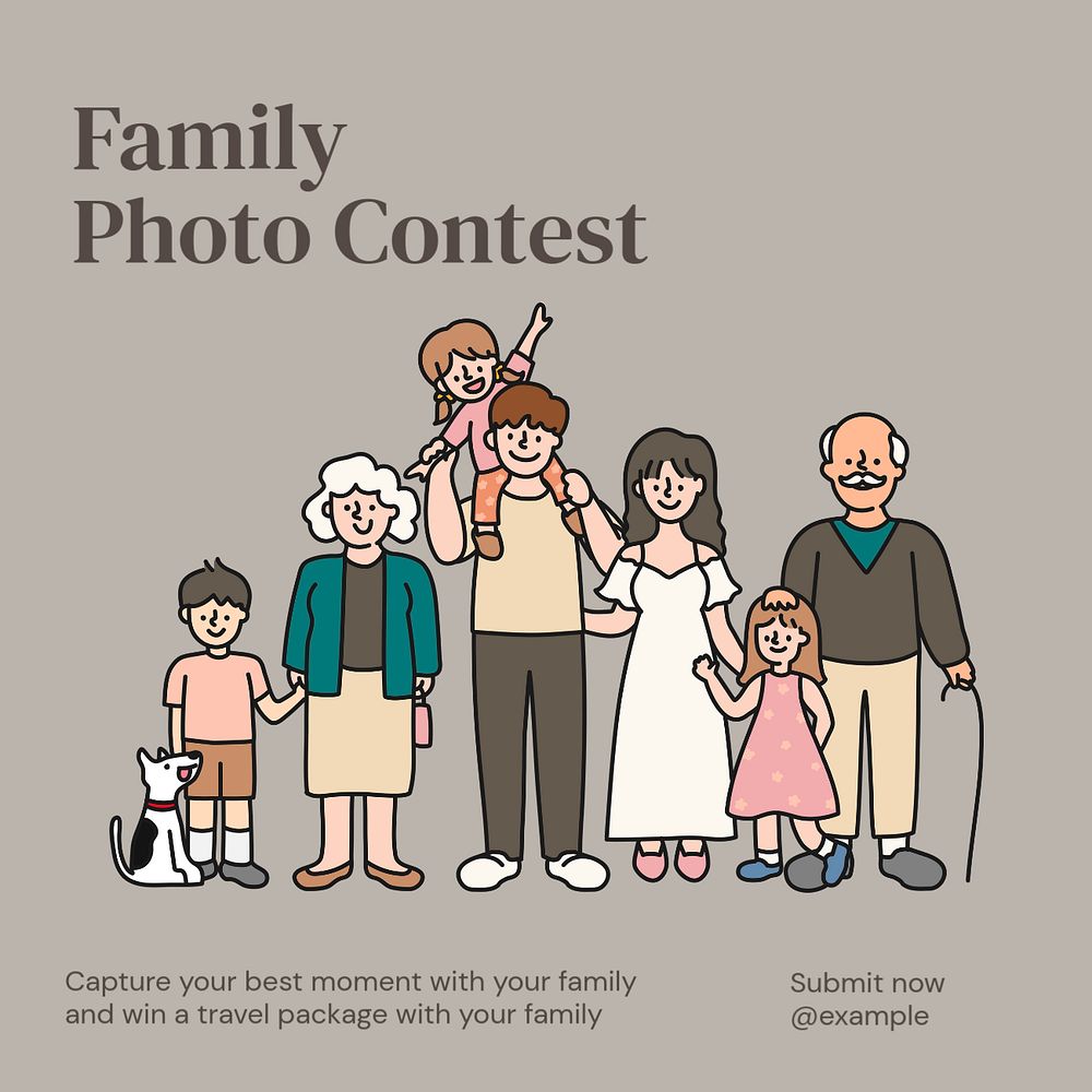 Family contest Instagram post template, editable text