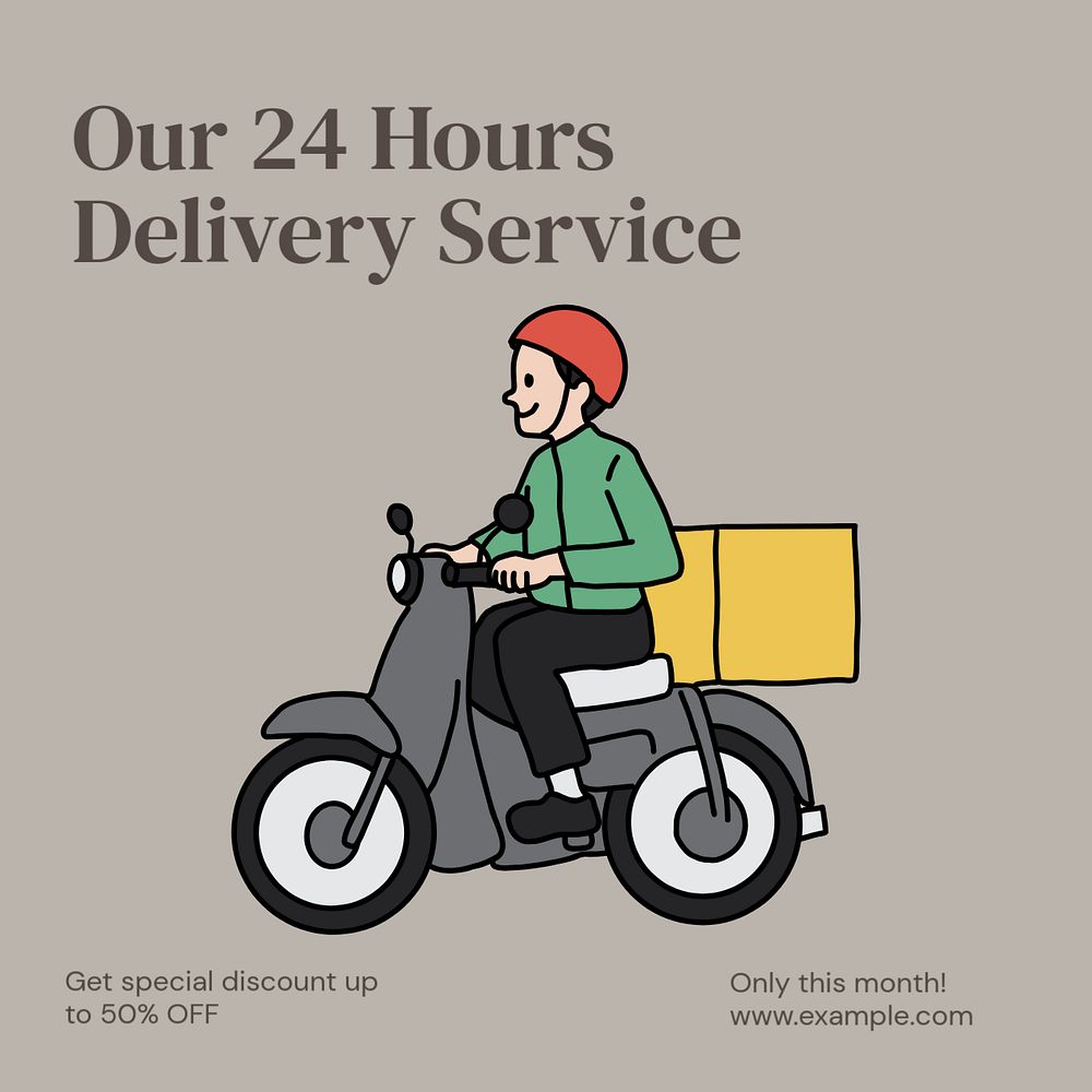 Delivery service Instagram post template, editable text