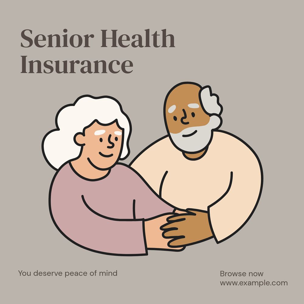 Senior health insurance Instagram post template, editable text