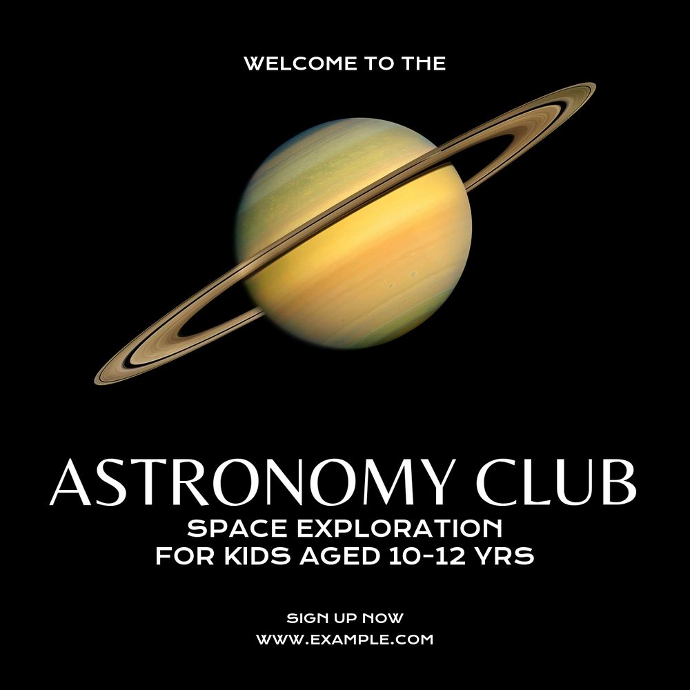 Astronomy club Instagram post template, editable text