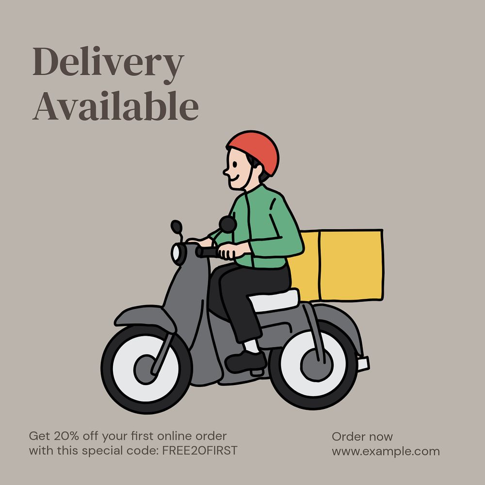 Delivery available Instagram post template, editable text