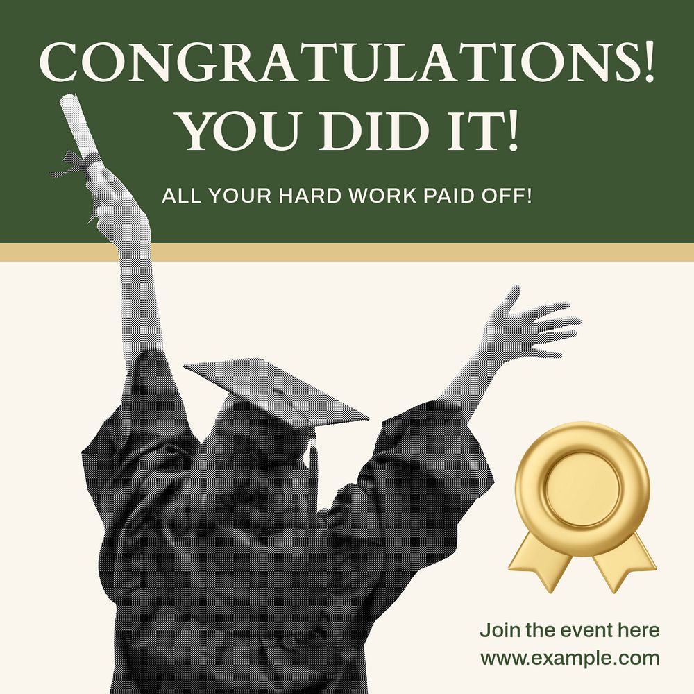 Graduation Instagram post template, editable text