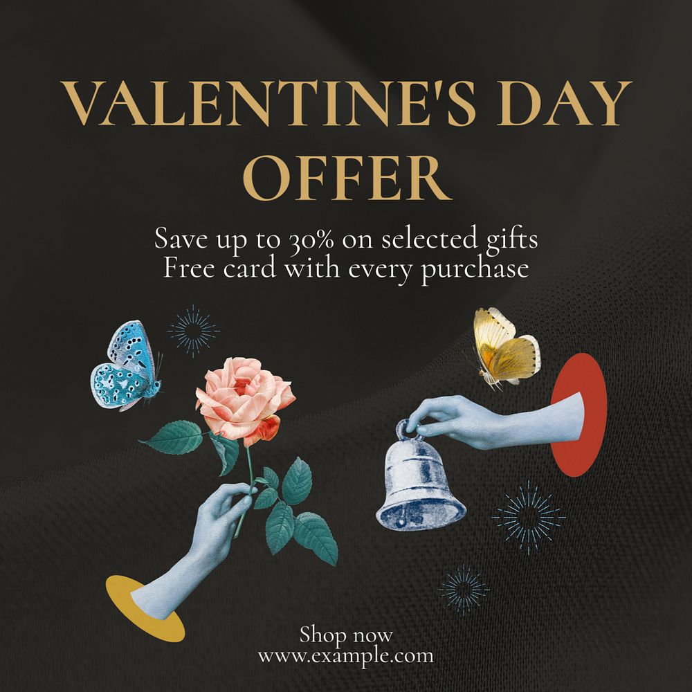 Valentine's Day offer Instagram post template, editable text