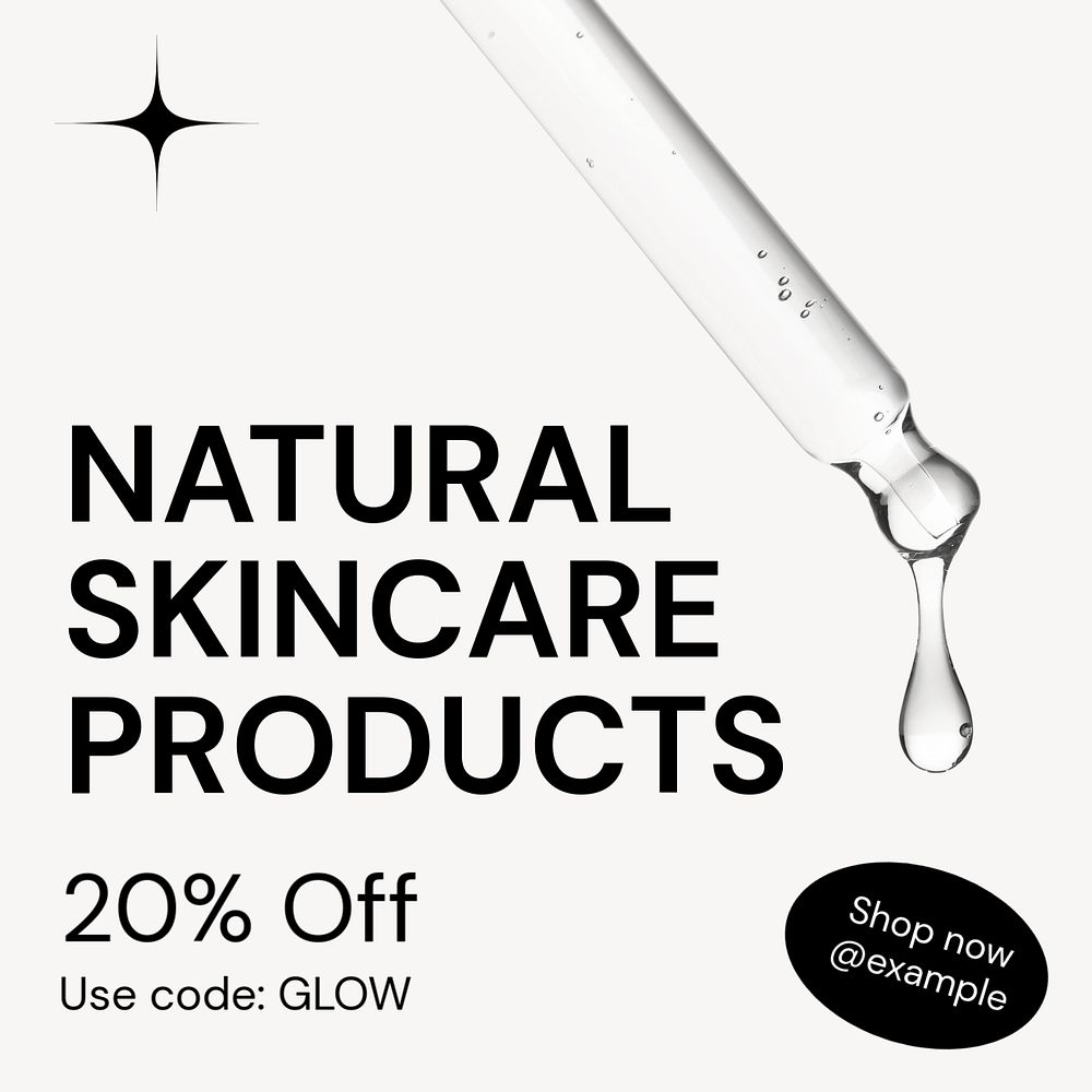 Skincare products Instagram post template, editable text