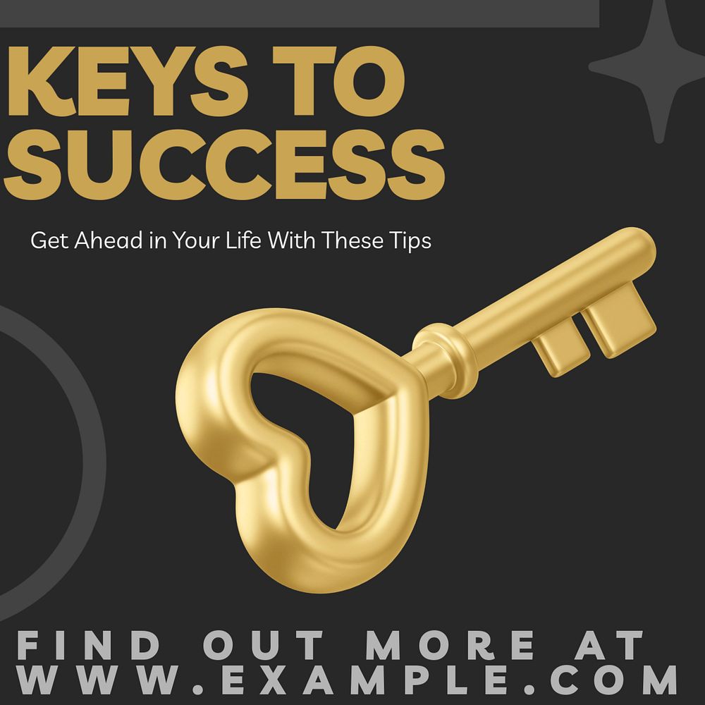 Success keys Instagram post template, editable text