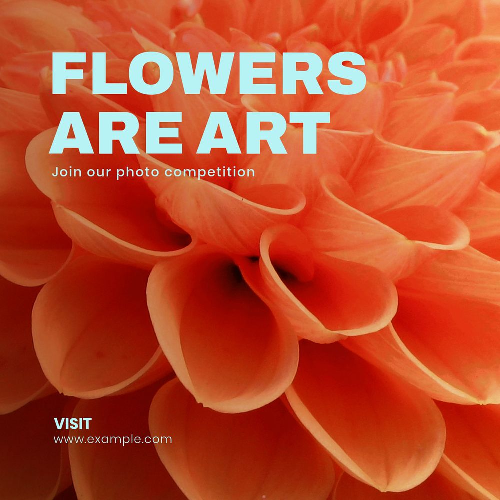 Flower art Instagram post template, editable text