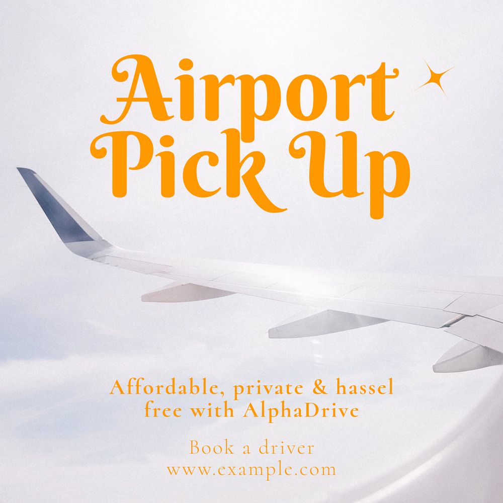 Airport pick up Instagram post template, editable text