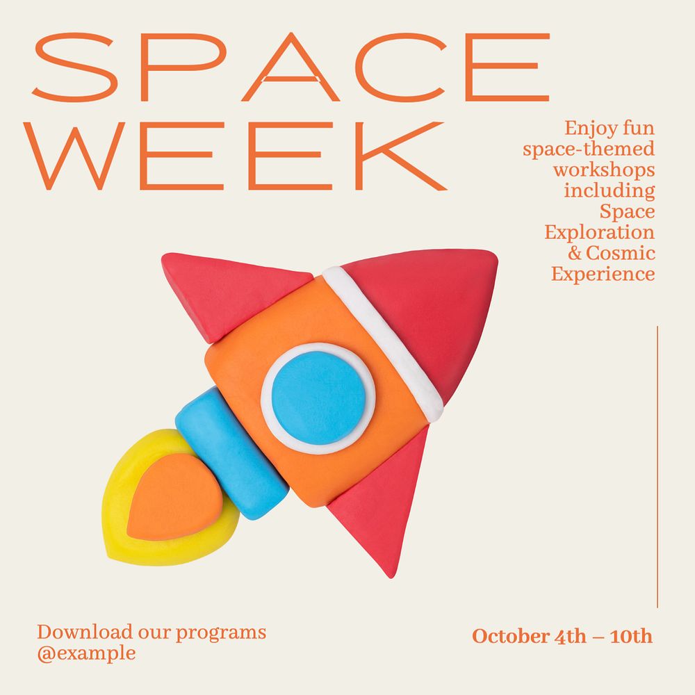 Space week Instagram post template, editable text