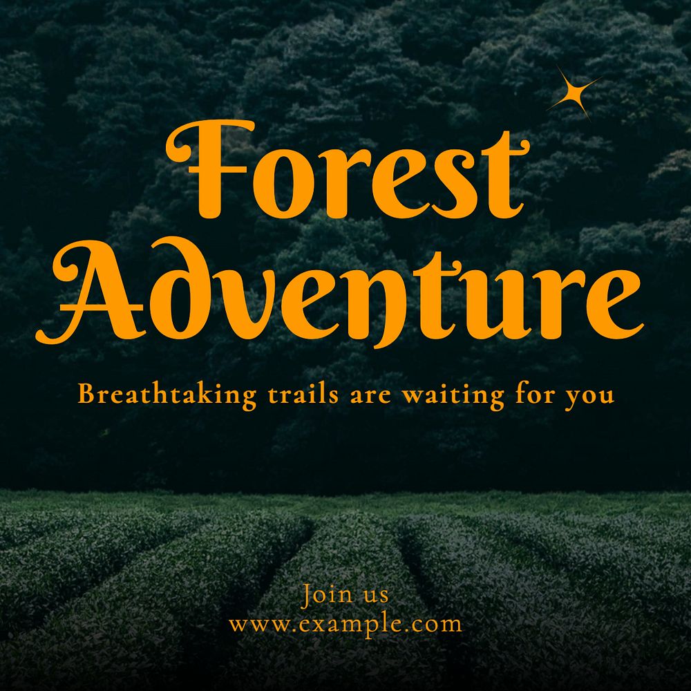 Forest adventure Instagram post template, editable text