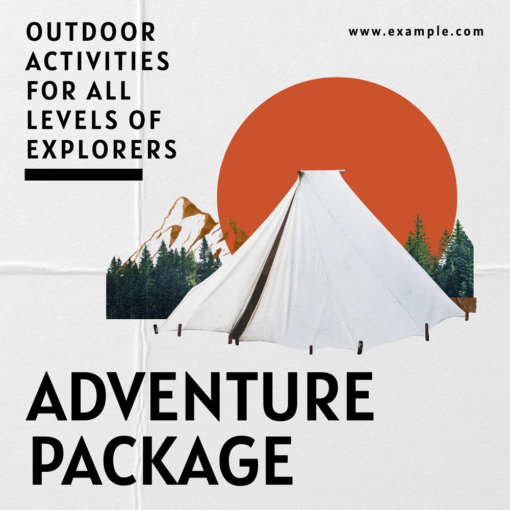 Adventure package Instagram post template, editable text