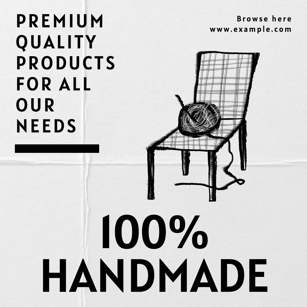 Handmade products Instagram post template, editable text