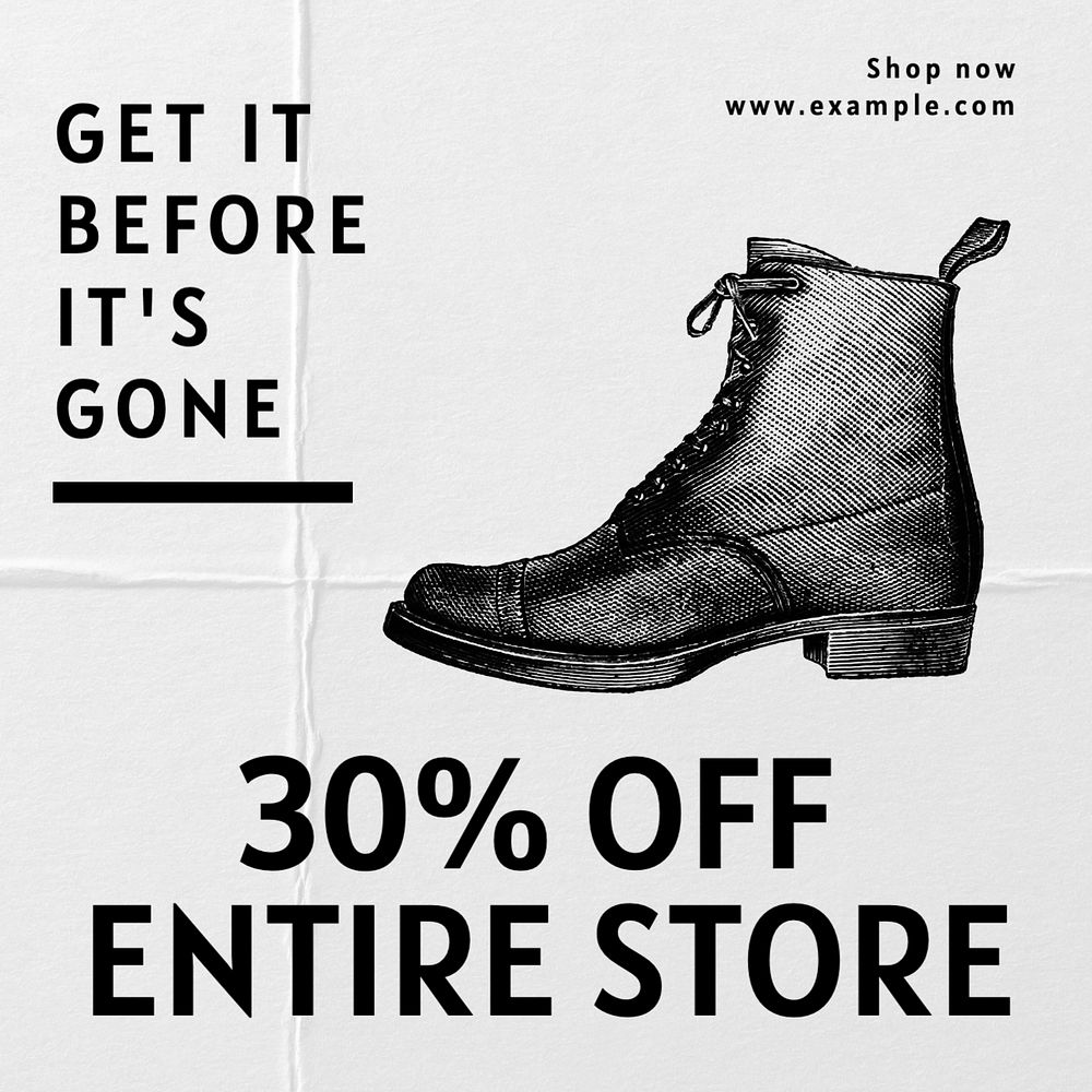 30% off entire store Instagram post template, editable text