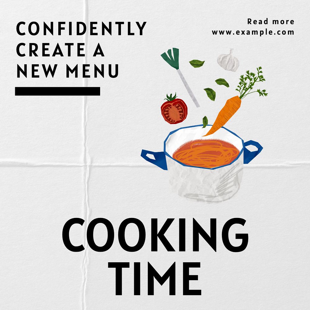 Cooking Tutorial Instagram post template, editable text